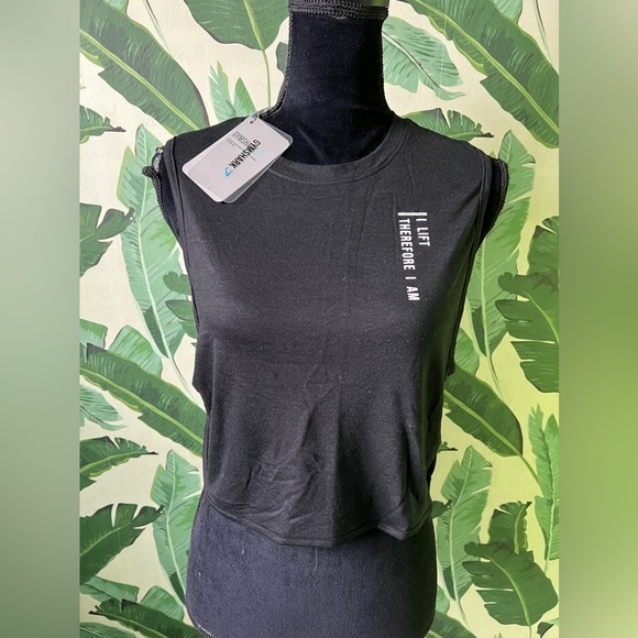 Gymshark I Lift Because I can Black Muscle Cropped Tank NWT Size S - Picture 1 of 5